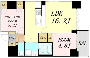 スプランディッド上本町WEST【12階】の間取り