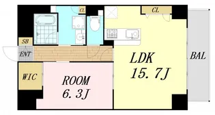 グランルージュ谷町六丁目【13階】の間取り