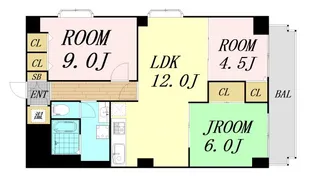 パレロワイヤル順慶町【10階】の間取り