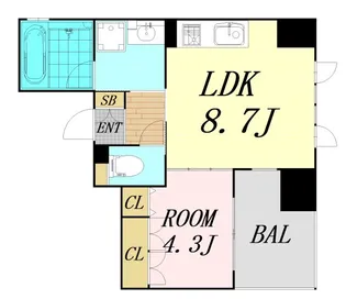 アーデンタワー北堀江【11階】の間取り