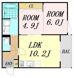 ボヌール緑地公園【2階】の間取り