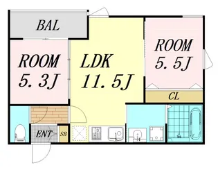 ボヌール緑地公園【2階】の間取り