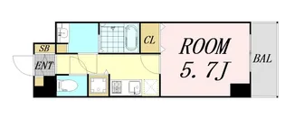ルクレ難波【9階】の間取り