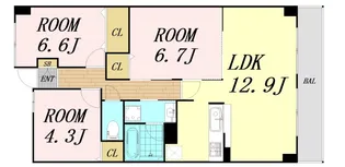 インプルーブ緑地公園【7階】の間取り