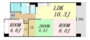 グレイスコート上本町【9階】の間取り
