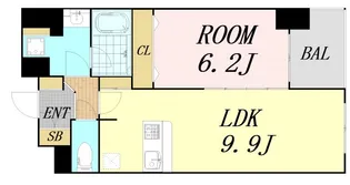 セレッソコート上本町EAST【2階】の間取り