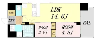 スプランディッド本町東DUE【8階】の間取り
