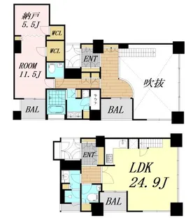 アルグラッド ザ・タワー心斎橋【35階】の間取り