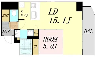 Metrosa谷町六丁目South【12階】の間取り
