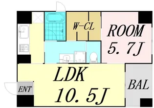ルクレ堺筋本町レジデンス【9階】の間取り