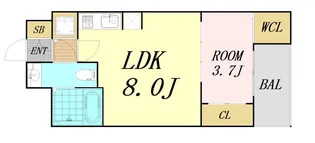 SERENiTE北浜【11階】の間取り
