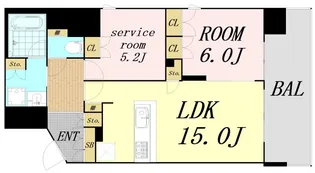 大阪府大阪市西区北堀江3丁目【マンション】の間取り