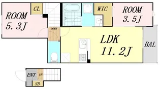 コート・ド・ボーヌ深江南南棟【2階】の間取り