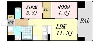 アーバネックス新町Ⅱ【9階】の間取り