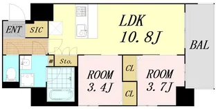 スプランディッド弁天町DUE【3階】の間取り