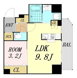 パークフラッツ野田阪神駅前【6階】の間取り