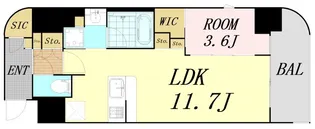 コンフォリア・リヴ北浜淡路町【13階】の間取り