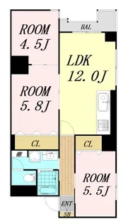 大阪府大阪市淀川区宮原1丁目【マンション】の間取り