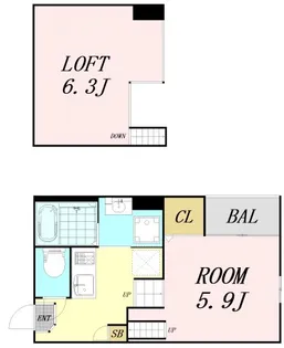 スカイフラット姫島【1階】の間取り