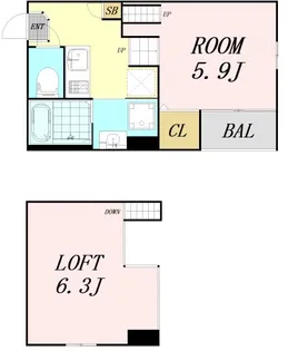 スカイフラット姫島【1階】の間取り