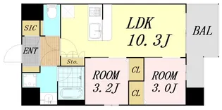 スプランディッド弁天町WEST【6階】の間取り