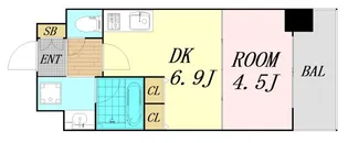 S-RESIDENCE淀屋橋【13階】の間取り