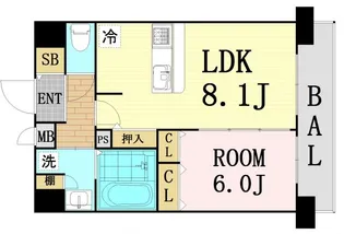 プレサンス天満橋アンジェ【9階】の間取り