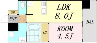 プレサンス京町堀ノース【11階】の間取り