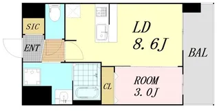 エスリード江坂アンムート【6階】の間取り