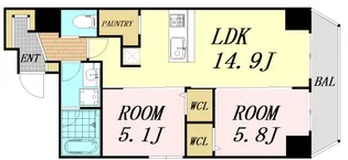 大阪府大阪市西区北堀江3丁目【マンション】の間取り