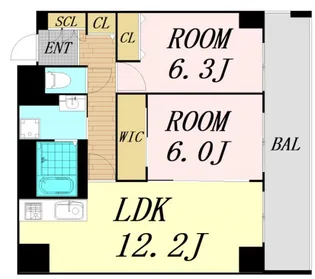 レジディア西天満【3階】の間取り