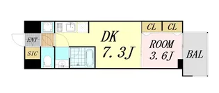 コンフォリア・リヴ天王寺寺田町ソルテラス【7階】の間取り