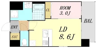 エスリード江坂アンムート【7階】の間取り