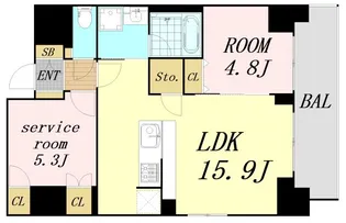 スプランディッド上本町WEST【13階】の間取り