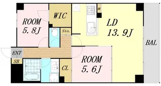 レジディア玉造【4階】の間取り