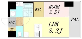 リヴェント難波ウエスト【13階】の間取り