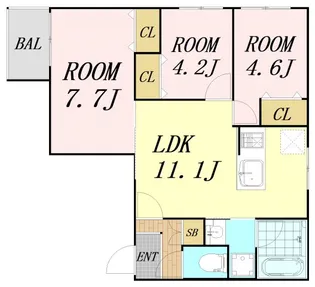エス.フィールド奏【1階】の間取り