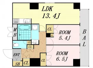エルヴェ東天満【23階】の間取り