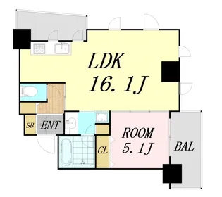 クロスレジデンス大阪新町(旧ベルファース大阪新町)【3階】の間取り