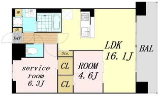アウトフィールド海老江【2階】の間取り