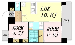 プレサンス堺筋本町エグゼブラン【13階】の間取り