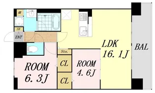アウトフィールド海老江【6階】の間取り