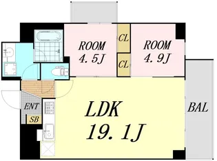 エルベコート梅田ウエスト【4階】の間取り