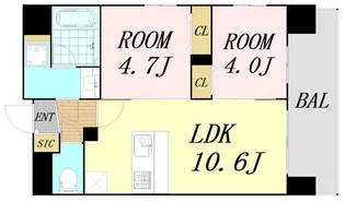 スプランディッド玉造DUE【10階】の間取り