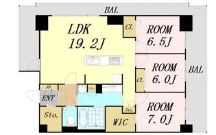 グランセジュール大国町【7階】の間取り