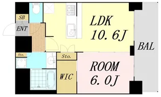プレサンス九条グランデリーヴ【13階】の間取り