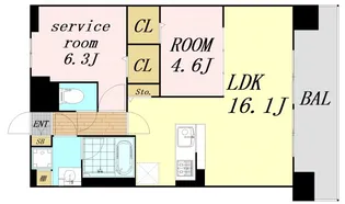 アウトフィールド海老江【4階】の間取り