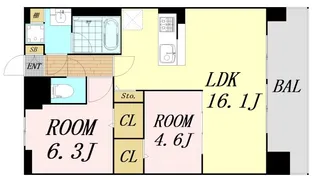 アウトフィールド海老江【7階】の間取り