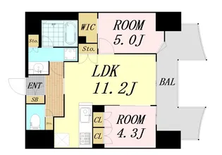 STANDZ四天王寺前夕陽丘【14階】の間取り