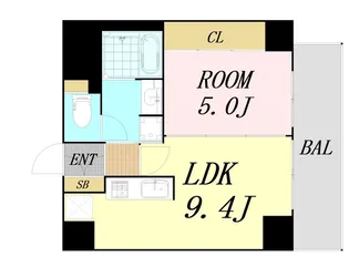 南堀江アパートメントグランデ【9階】の間取り